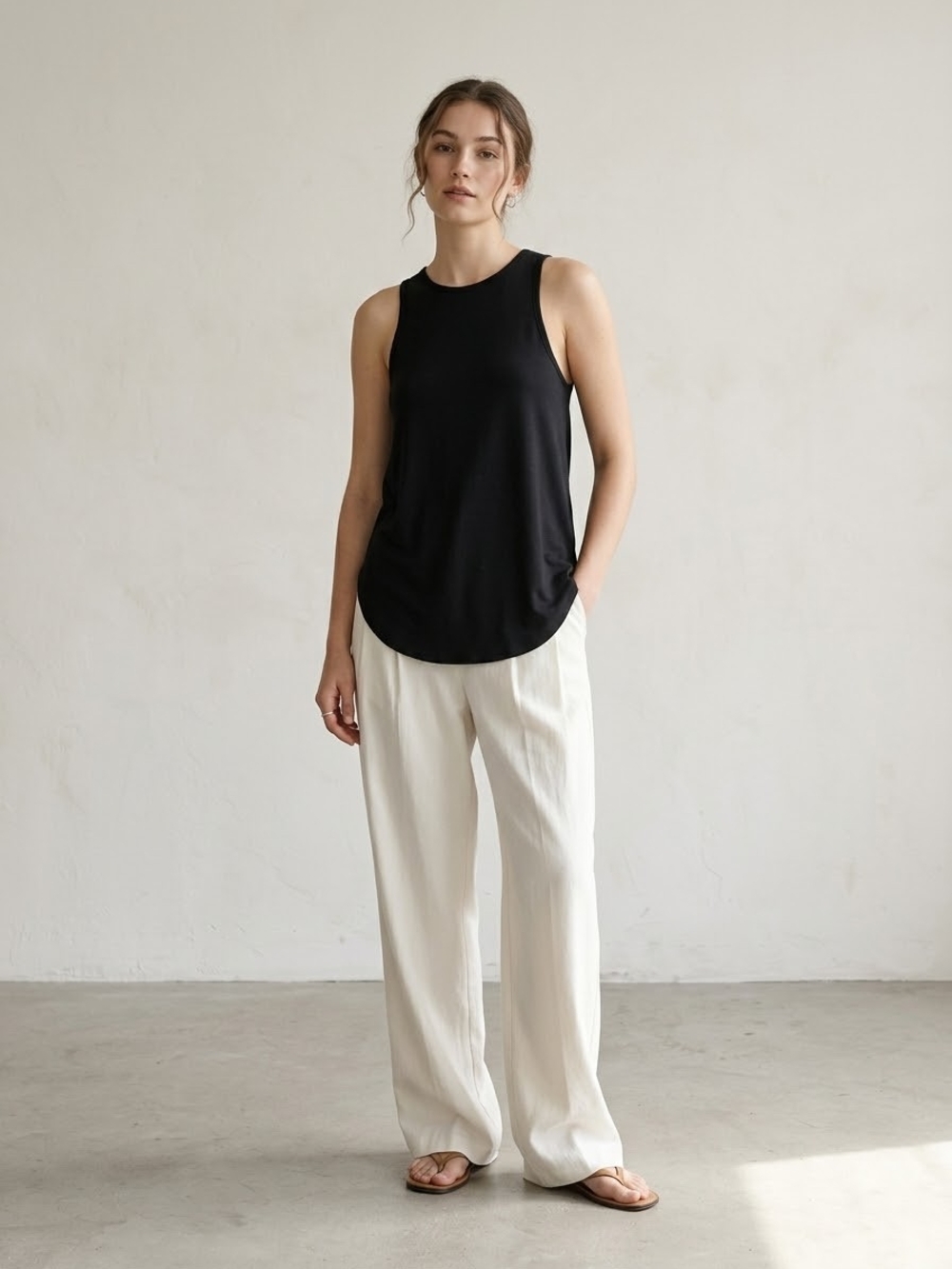 Oak & Fort Black Minimalist Tank Top